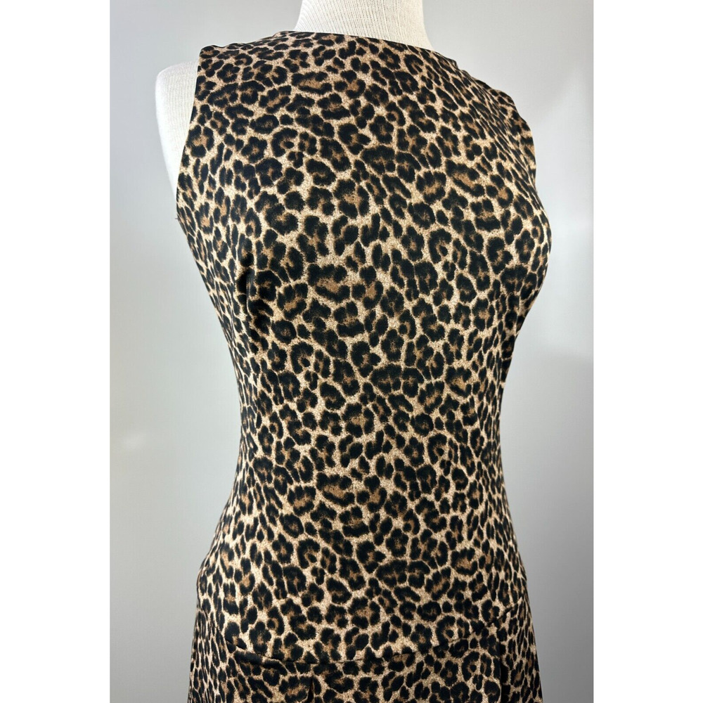 Michael Kors Leopard Print Dress Sleeveless Pleated Skirt Zipper Shoulder Size 2 - Picture 5 of 16